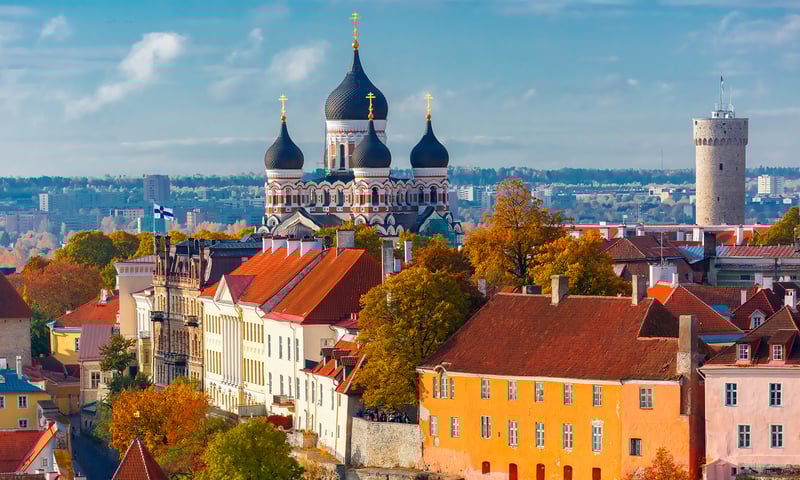 Alexander Nevsky Cathedral is central to Tallinn's medieval Old Town in Estonia.