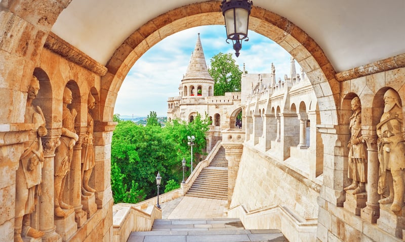 The Fisherman Bastion in Buda castle District, Budapest.