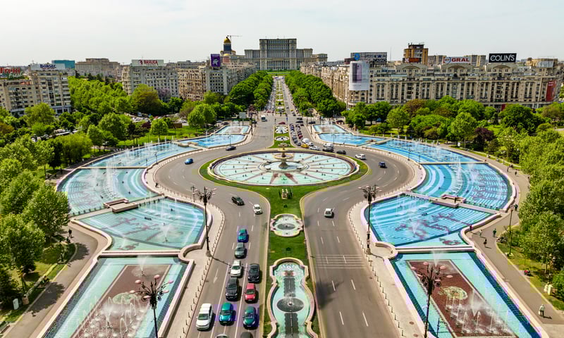 Unirii Square in Bucharest, Romania