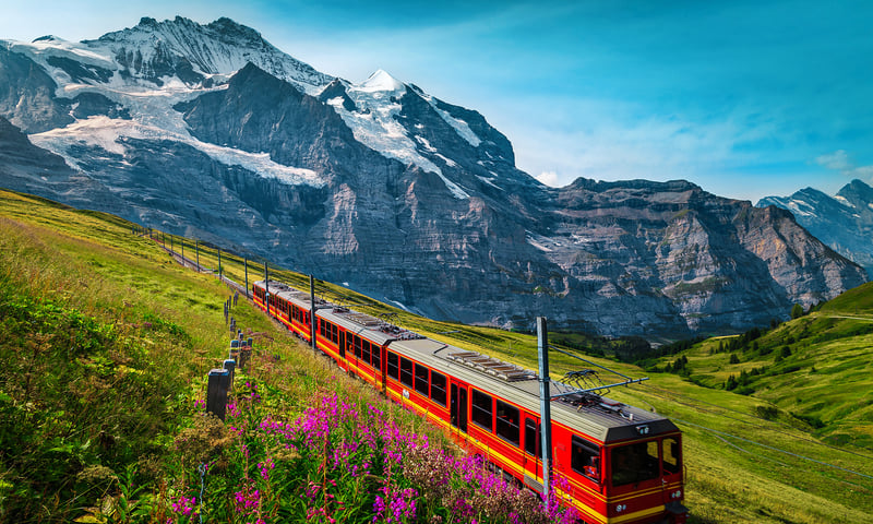 The historic railways of the Jungfrau region are an absolute joy (optional activity).