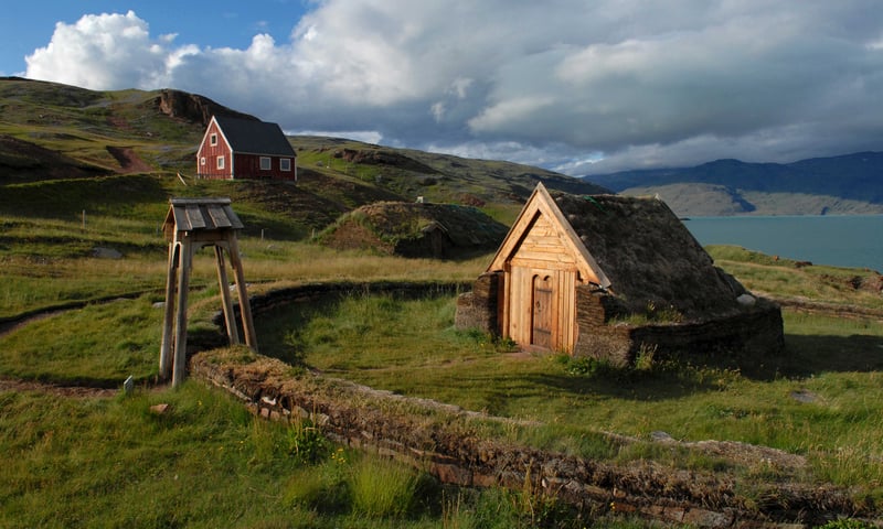 Replica of Thjodhild's Church at the historic Norse settlement, Brattahlid, Greenland (itin 1 & 2).