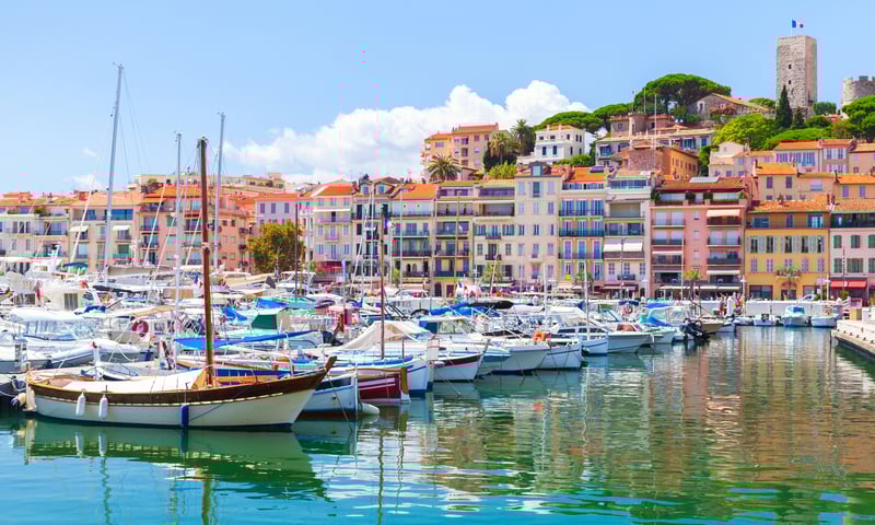 Glamorous Cannes, France is home to a popular harbour.
