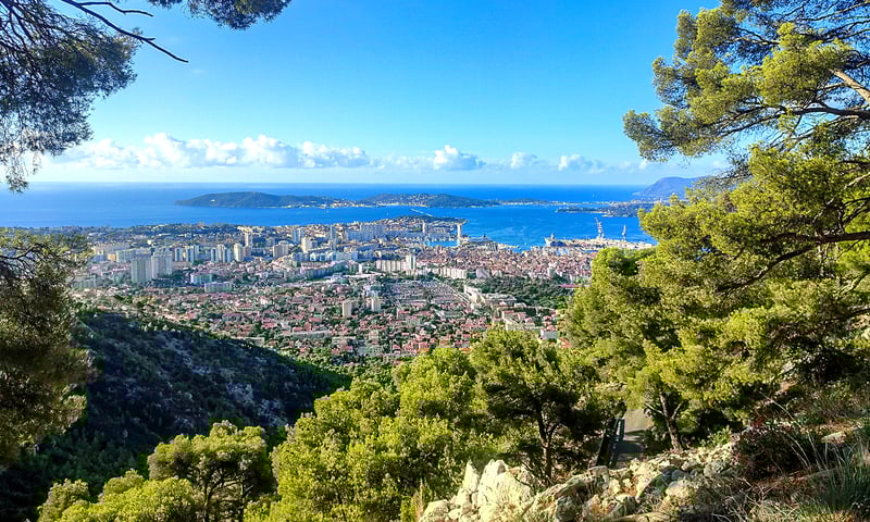 Toulon's Mont Faron offers spectacular views over the city and the Mediterranean Sea.