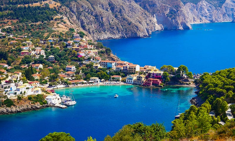 The colourful seascape of Argostoli in Kefalonia, Greece, Itinerary 2.