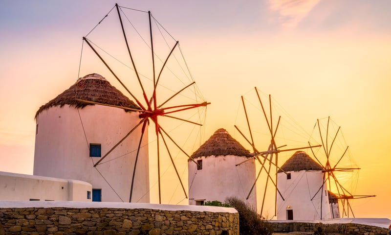 The windmills of Mykonos are one of the iconic sights of the Greek Islands.