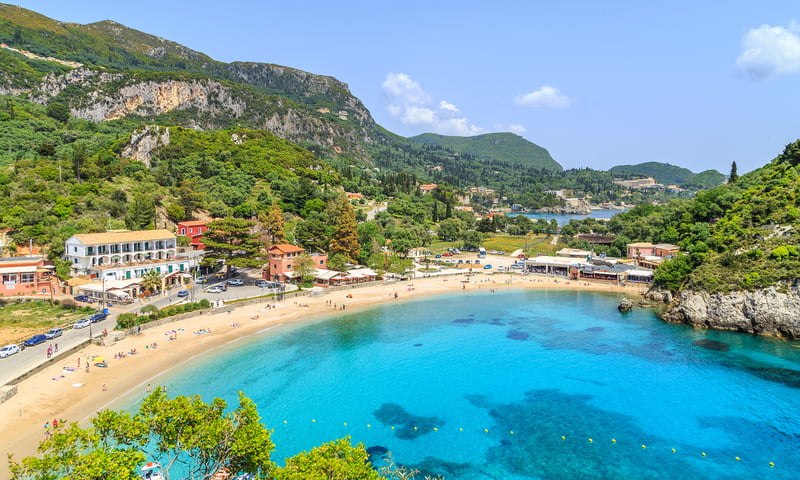 The resort island of Corfu, a cruise destination, is renowned for its beautiful beaches.