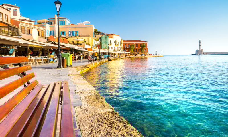 The old port of Chania, Crete, Greece is one of the most historic town centres.