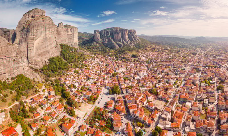 The city of Kalambaka, Greece.