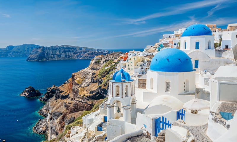 The picturesque and popular island of Santorini, Greece. (Itinerary 1 & 2)