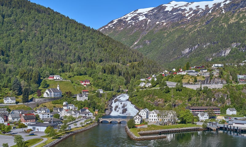 Hellesylt is located at the head of the breathtaking Sunnylvsfjorden.