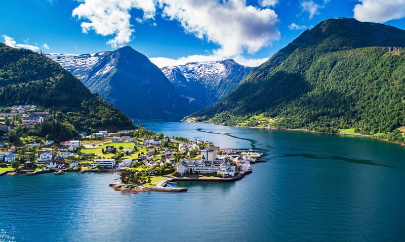At 205 kilometres-long, Sognefjord, is nicknamed the "King of the Fjords".