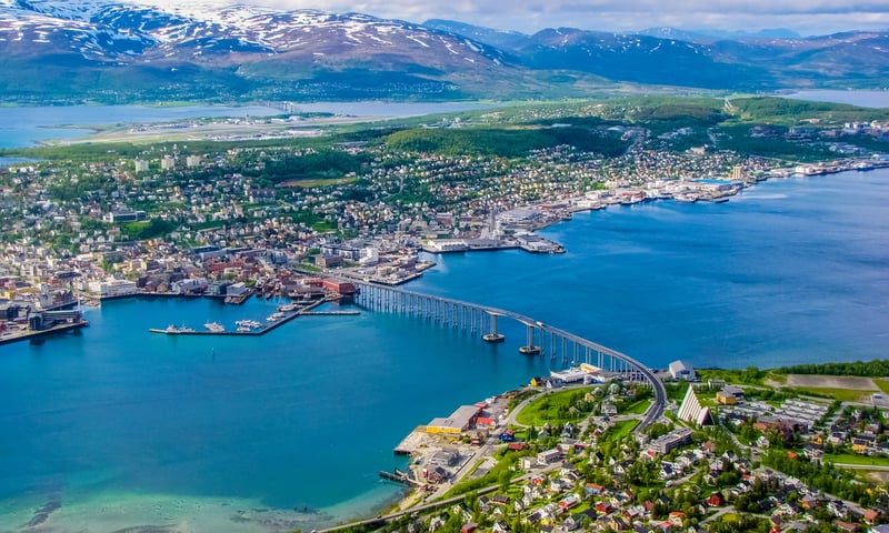 The Norwegian city of Tromsø sits in the Tromsøysundet strait. (Itinerary 2)