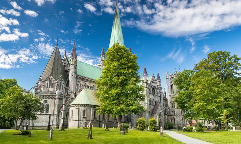 Trondheim, one of Norway’s oldest cities, is dominated by the massive Nidaros Cathedral.