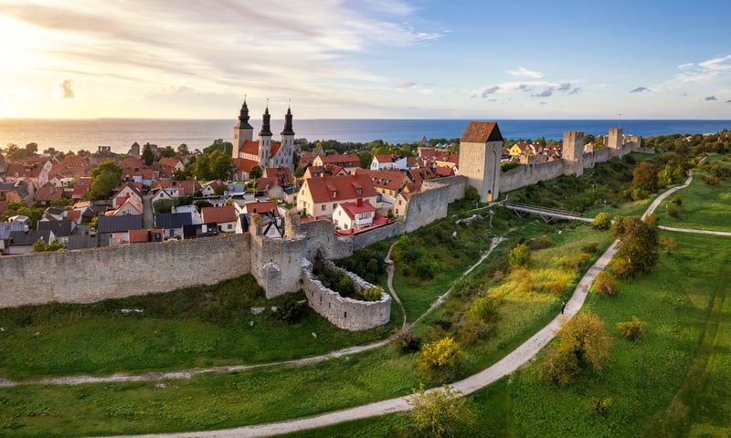 Dock in Visby, known for its medieval wall and cathedral, in Sweden (Itinerary 1).