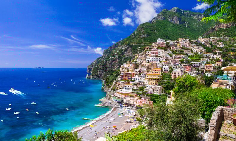Positano, a postcard icon of the stunning Amalfi Coast in Italy (shore excursion).