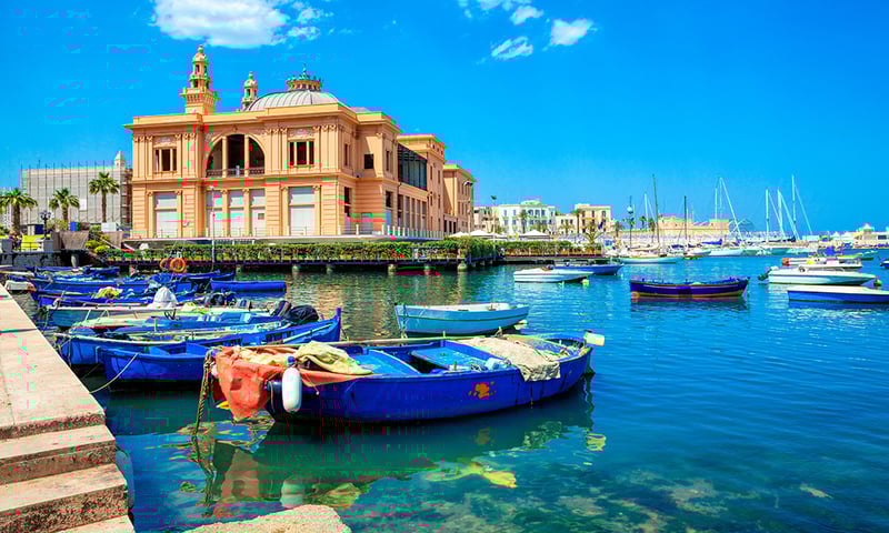 Wander the harbour in Bari, Puglia.