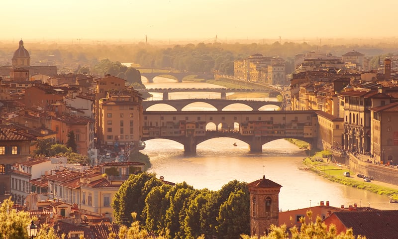 The stunning views  across the Arno River in Florence.