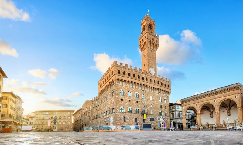 Palazzo Vecchio and Piazza della Signoria in Florence, Italy.