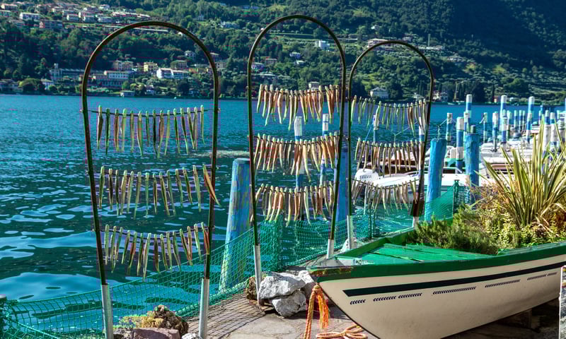 Lake Iseo villages on the shores of Lake Lovere.