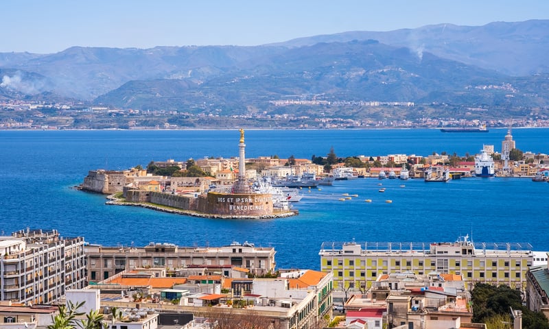 Look for the statue of Madonna Della Lettera as you sail into Messina's harbour, Itinerary 2 only.