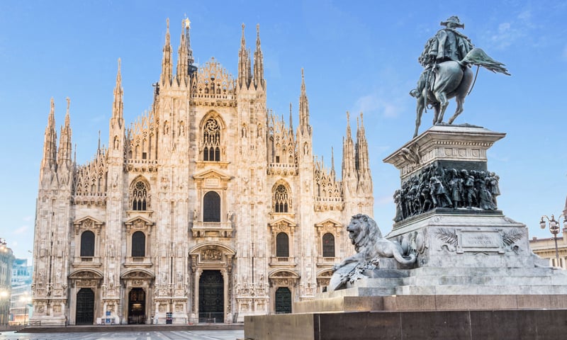 The iconic Duomo, the main cathedral in Milan, Italy.