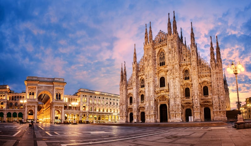 Spends some leisure time in Milan, Italy.