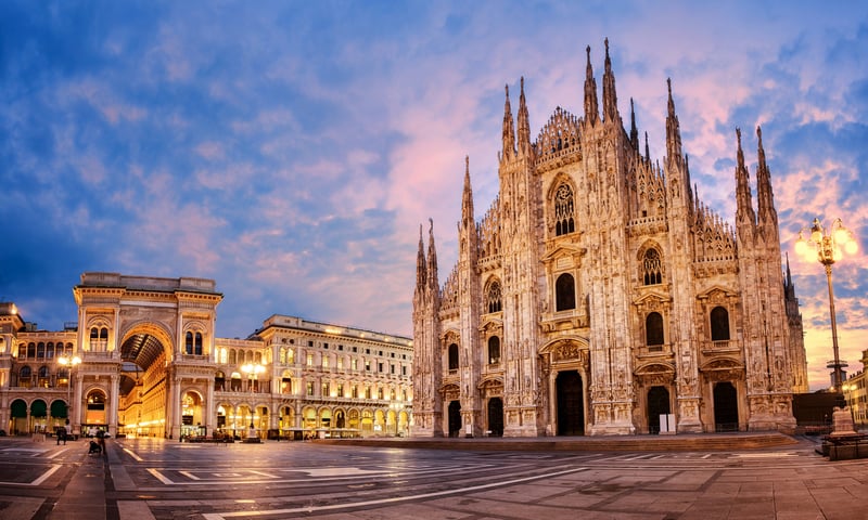 Milan’s Piazza del Duomo & Cathedral-Basilica of the Nativity of Saint Mary.
