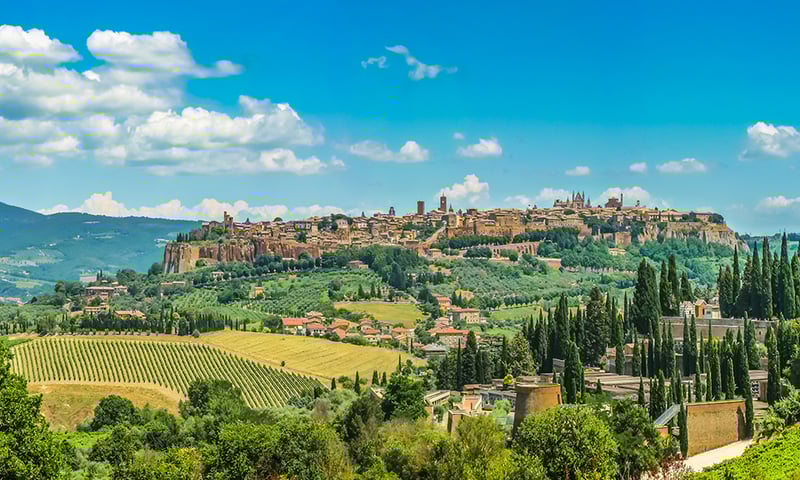 Stop in Orvieto, a beautiful Italian town set midway between Florence and Rome.