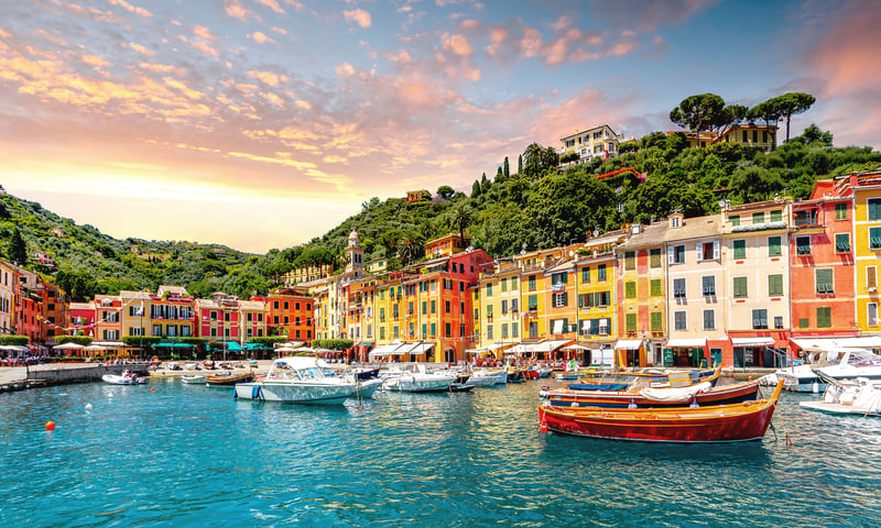 Portofino's colourful waterfront is one of the most alluring and glamorous on the Italian Riviera.