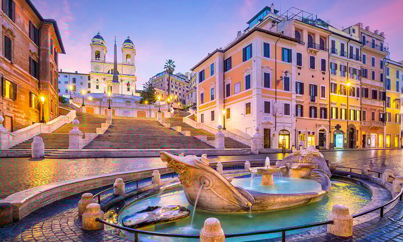 Walk the famous Spanish Steps with free time in Rome, Italy.
