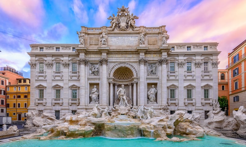 Start a city tour at the impressive Trevi Fountain.