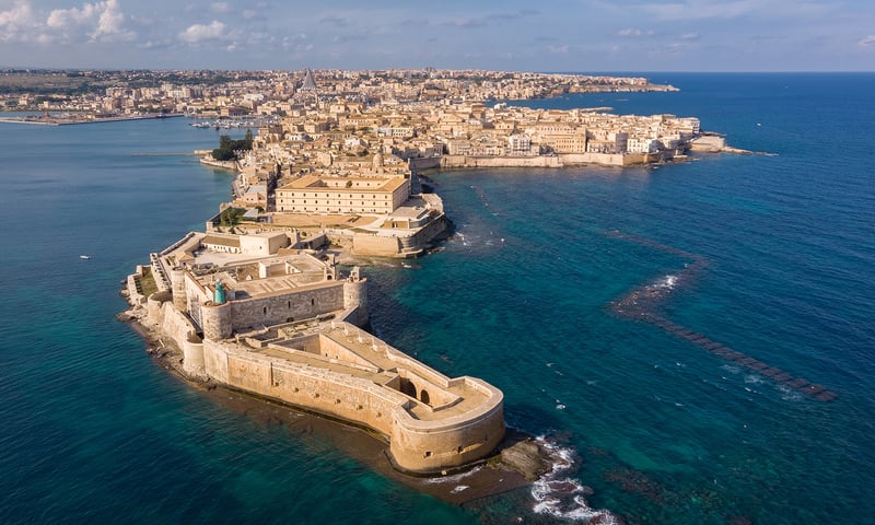 Spot Ortigia Island from Syracuse, Italy.