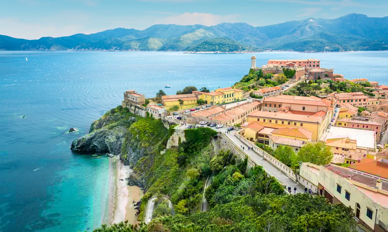 Elba is a Mediterranean island in Tuscany, Italy.