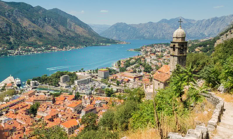 The old Mediterranean port of Kotor, Montenegro.