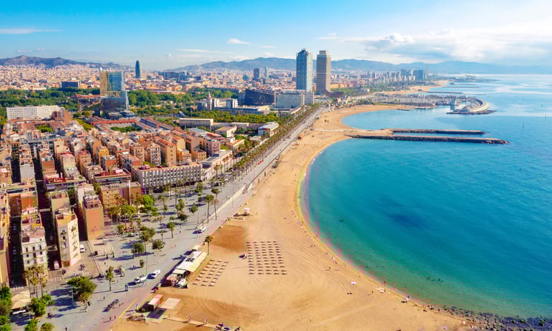 Enjoy some free time relaxing in Barceloneta Beach, Barcelona, Spain.