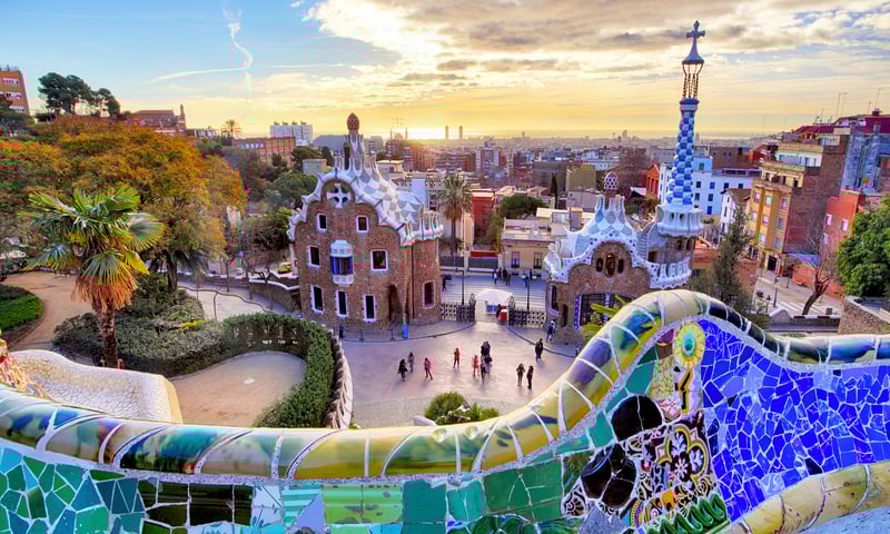 Explore Parc Güell's Gaudi architecture with free time in Barcelona, Spain.