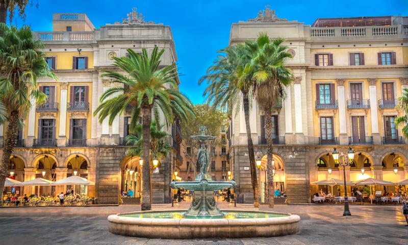 Seek out the Royal Square in Barcelona, Spain.