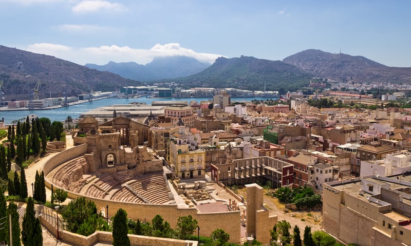 The Roman Theatre, one of many influences in the ancient town of Cartagena, Spain.