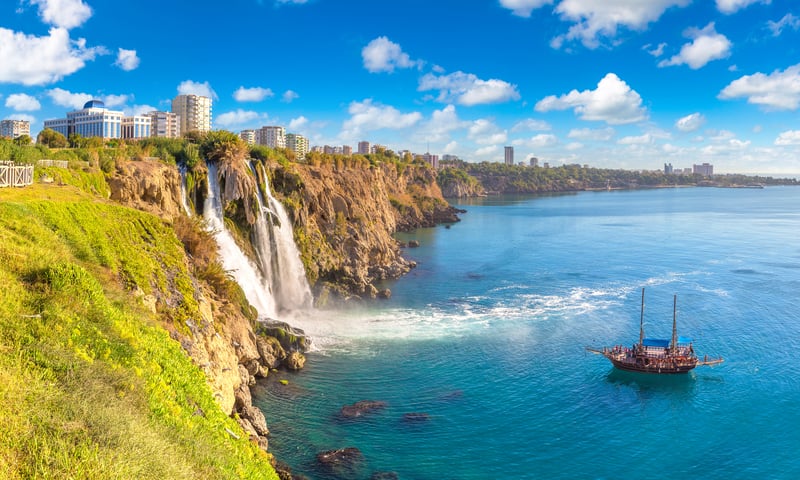 The beautiful Lower Duden Waterfalls in Antalya, Türkiye.