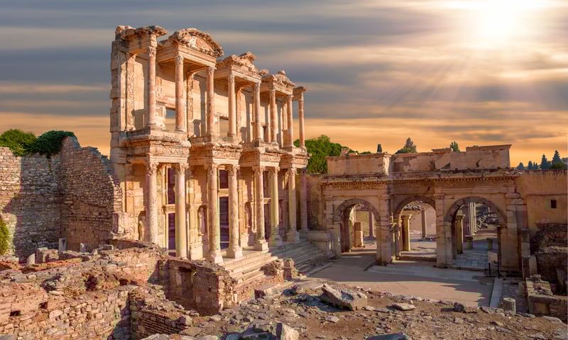 The Ephesus ancient city ruins in Kusadasi, Türkiye.