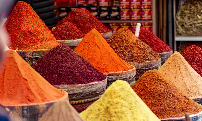 The enchanting aromas of the bustling Spice Bazaar in Istanbul, Türkiye.