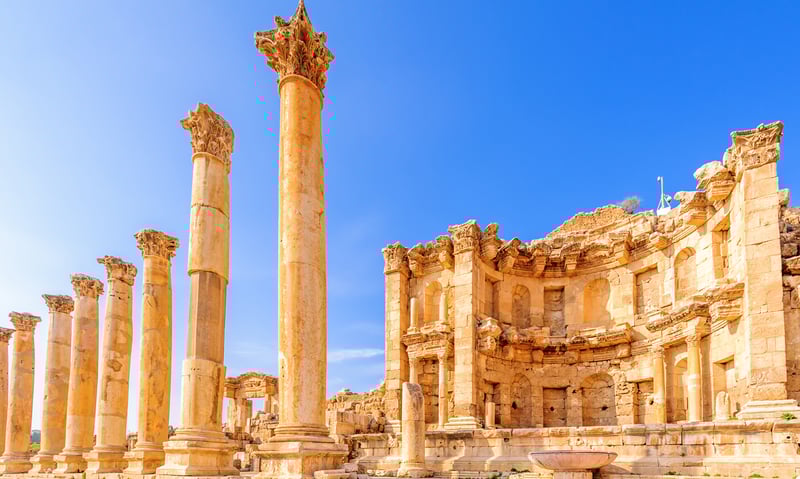 Jerash, Jordan, is a renowned archaeological site famous for its well-preserved Greco-Roman ruins.