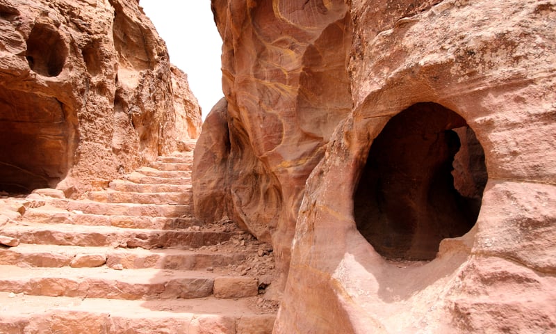 Tombs in Little Petra, Jordan, once the capital city of the Nabataeans.