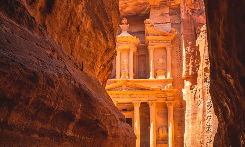 Marvel at the beauty of the UNESCO Heritage-Listed Lost City of Petra, Jordan.