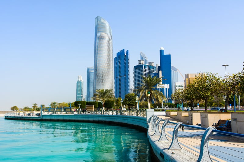 Stroll along the 8-kilometres oceanfront  Corniche in Abu Dhabi.