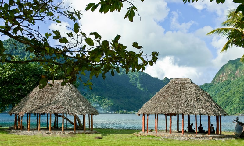 A traditional faleo'o at Pago Pago, Tutuila Island in American Samoa.