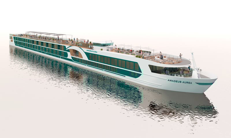 The Amadeus Aurea will set new standards for sustainable luxury cruising (Nov 2026, render).