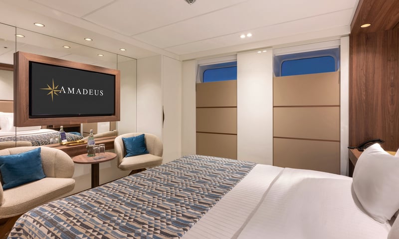 Artistic impression of an interior cabin (Hayden Deck) onboard Amadeus Mira (May 2027 departure).