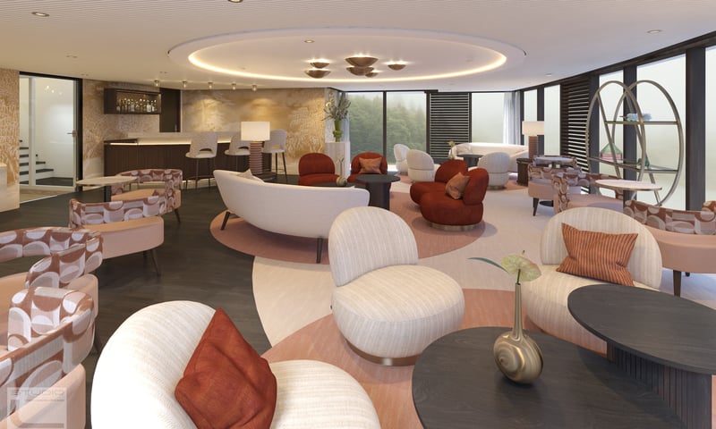 Artistic impression of the Amadeus Club onboard Amadeus Mira (May 2027 departure).