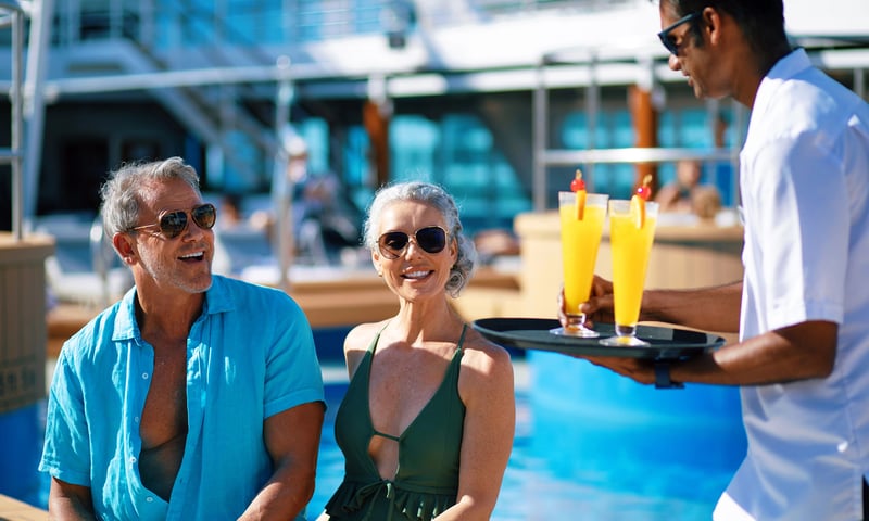 Indulge in beer, wine & spirits 24/7 while on board.